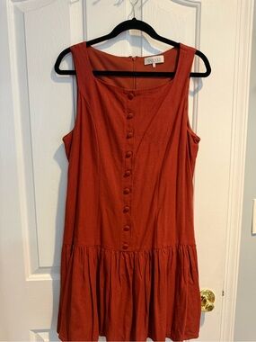 Wayf Rust Button-Front Mini Dress